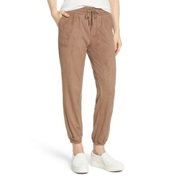 Lysse Faux Suede Jogger Pants Chai Size L Large - Picture 1 of 5